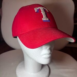 Red Baseball Cap with Embroidered T Logo